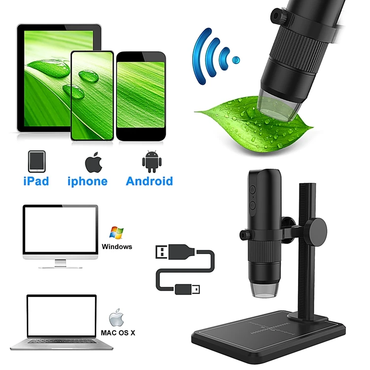 Description Picture 4 of itemEasyover 1000X WiFi Digital Microscope 8 LED HD USB Electronic Microscopes Zoom Camera Magnifier Stand For Cell Phone PC Repair