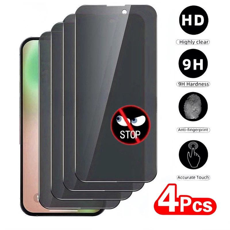 4Pcs Anti Spy Screen Protector for iPhone 17 16 15 Pro Max 17 Air 16e Tempered Glass for iPhone 14 13 12 11 Pro 15 14 Plus XR XS
