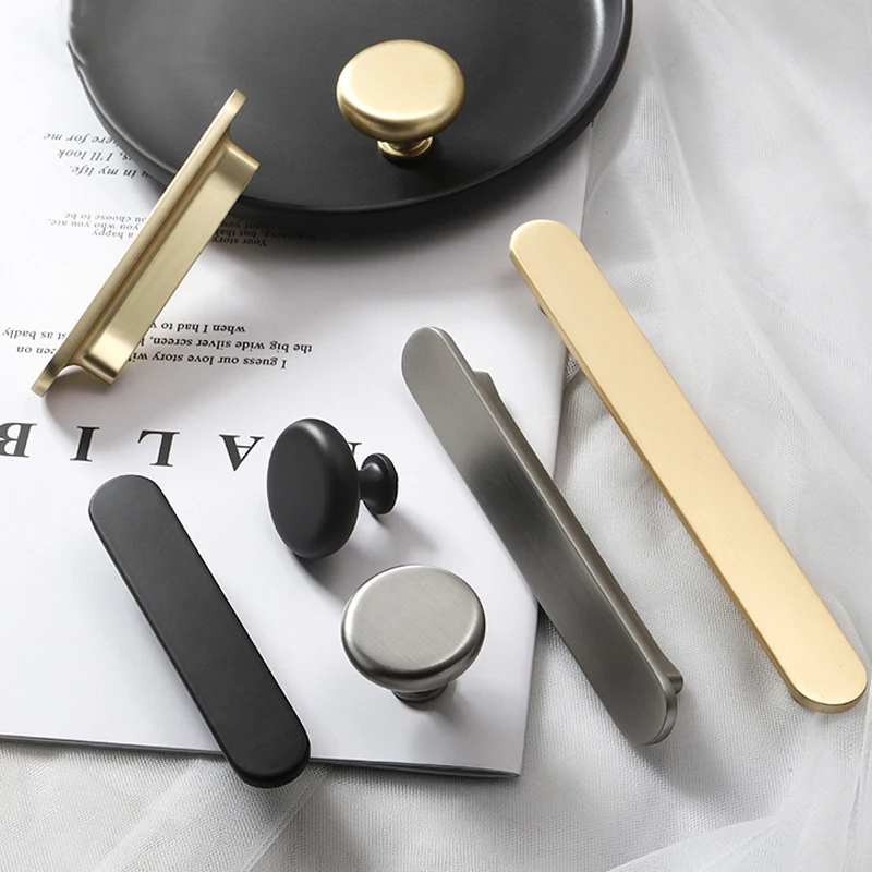 Luxury Cabinet, Wardrobe Door Handle, Brushed Gold, Simple Kitchen Cabinet, Drawer Handle, Furniture, Zinc Alloy Small Handle