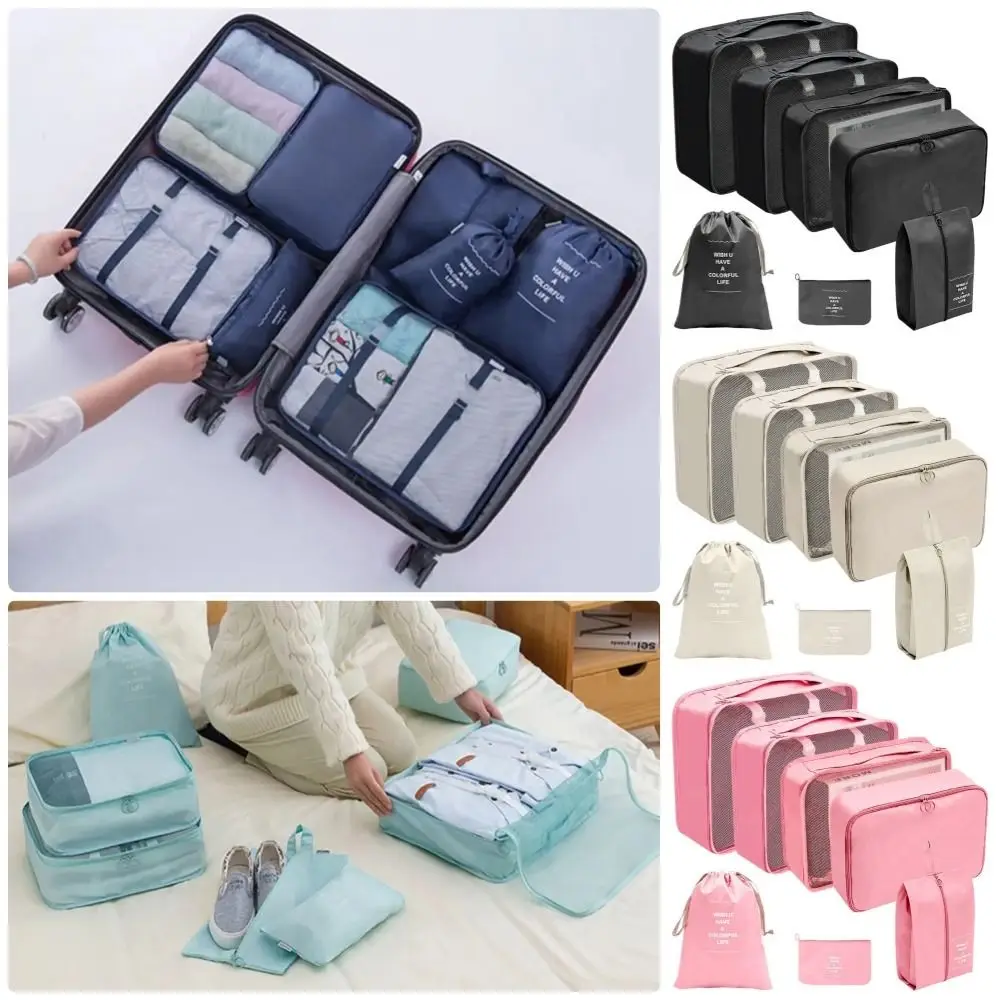 

7Pcs/Set Zipper Closure Travel Storage Bags Large Capacity Clothes Cosmetics Underwear Shoe Toiletries Suitcase Organizer