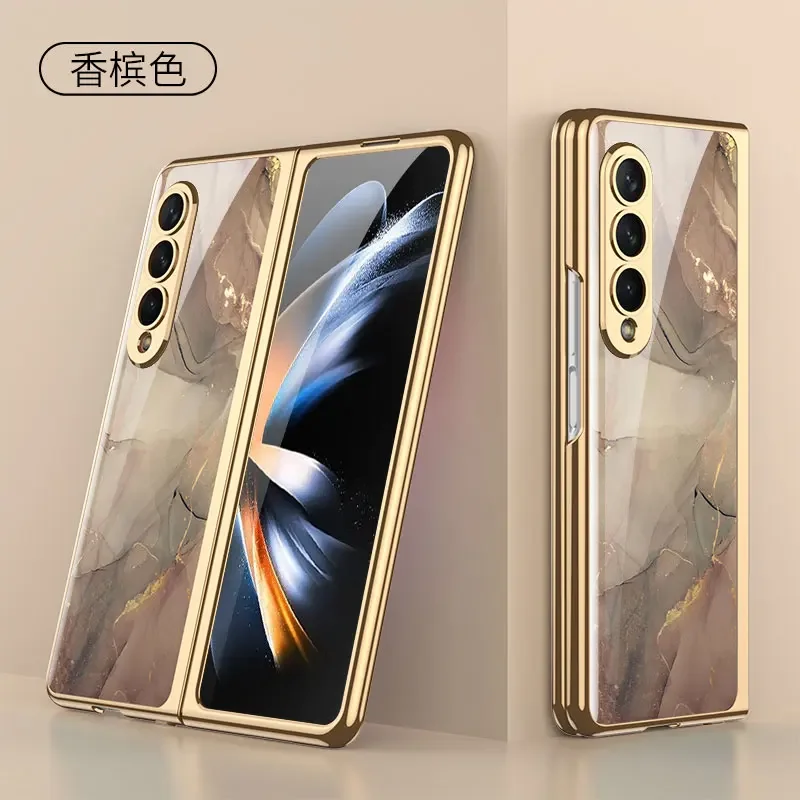 For Samsung Galaxy Z fold 3 case electroplated painted pattern tempered glass co