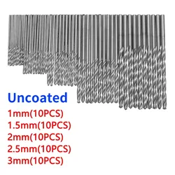 Titanium Coated High - Speed Steel Drill Bit Set - 50 Pieces, Precision Tool Kit (Uncoated)
