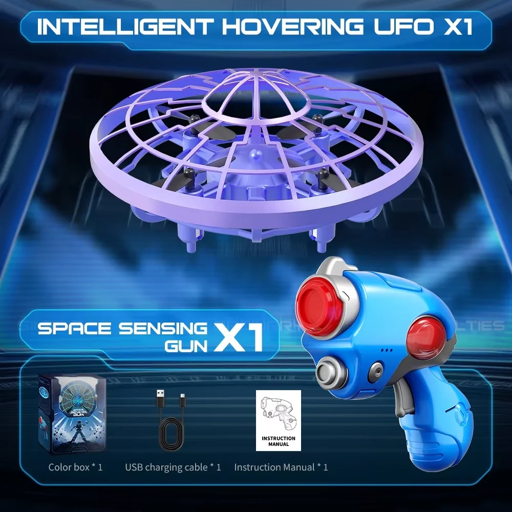 Дрон НЛО, що ховертається, із керуванням жестами рук, 2025 Інфрачервона індукційна літаюча тарілка для дітей, легка іграшка-літак з автоматичним керуванням