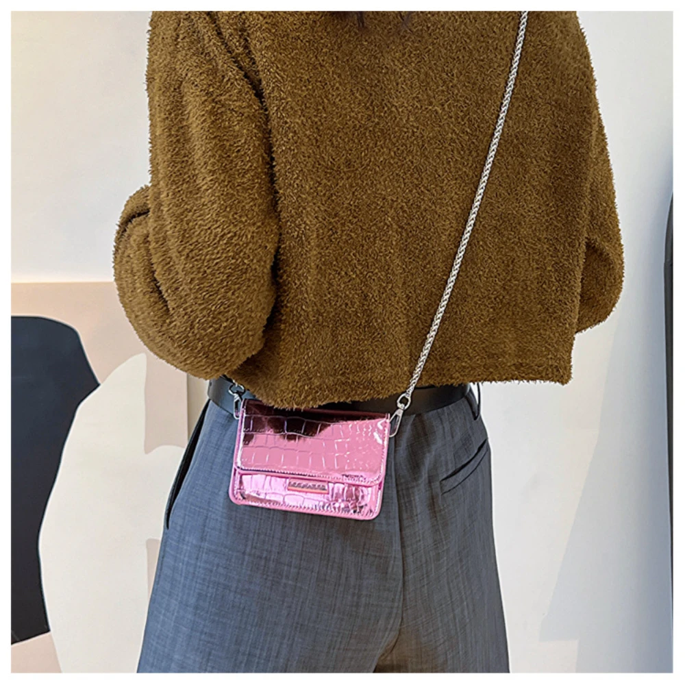 Vintage Women Silver Chic Crossbody Bag Luxury Designer Small Shoulder Bags Fashion Gold Mini Square Cute PU Leather Handbags