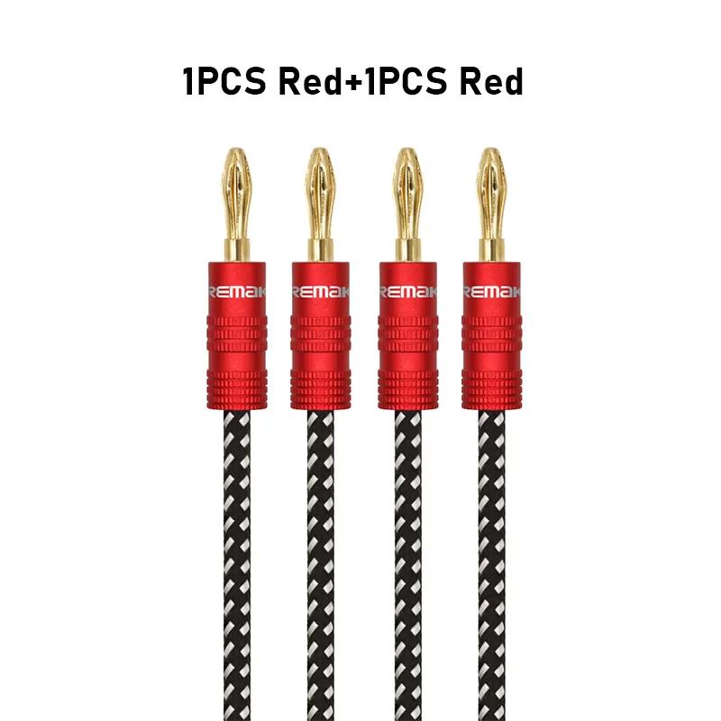 Premium Heavy Duty Braided Speaker Cable with Dual Gold Plated Banana Plugs - 14AWG Tinned Copper