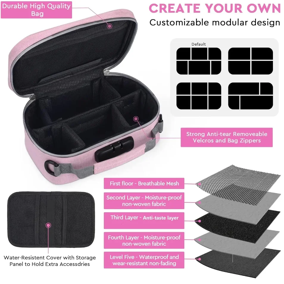 Portable odor proof cigarette storage bag odorless travel storage box carbon fiber lined odor proof bag tobacco combination pack