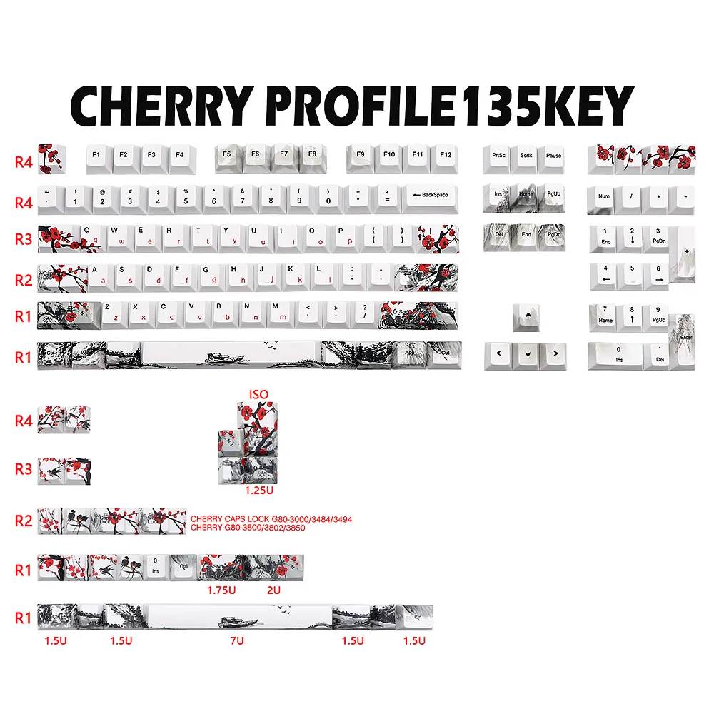 de ameixa oem perfil keycaps para 61