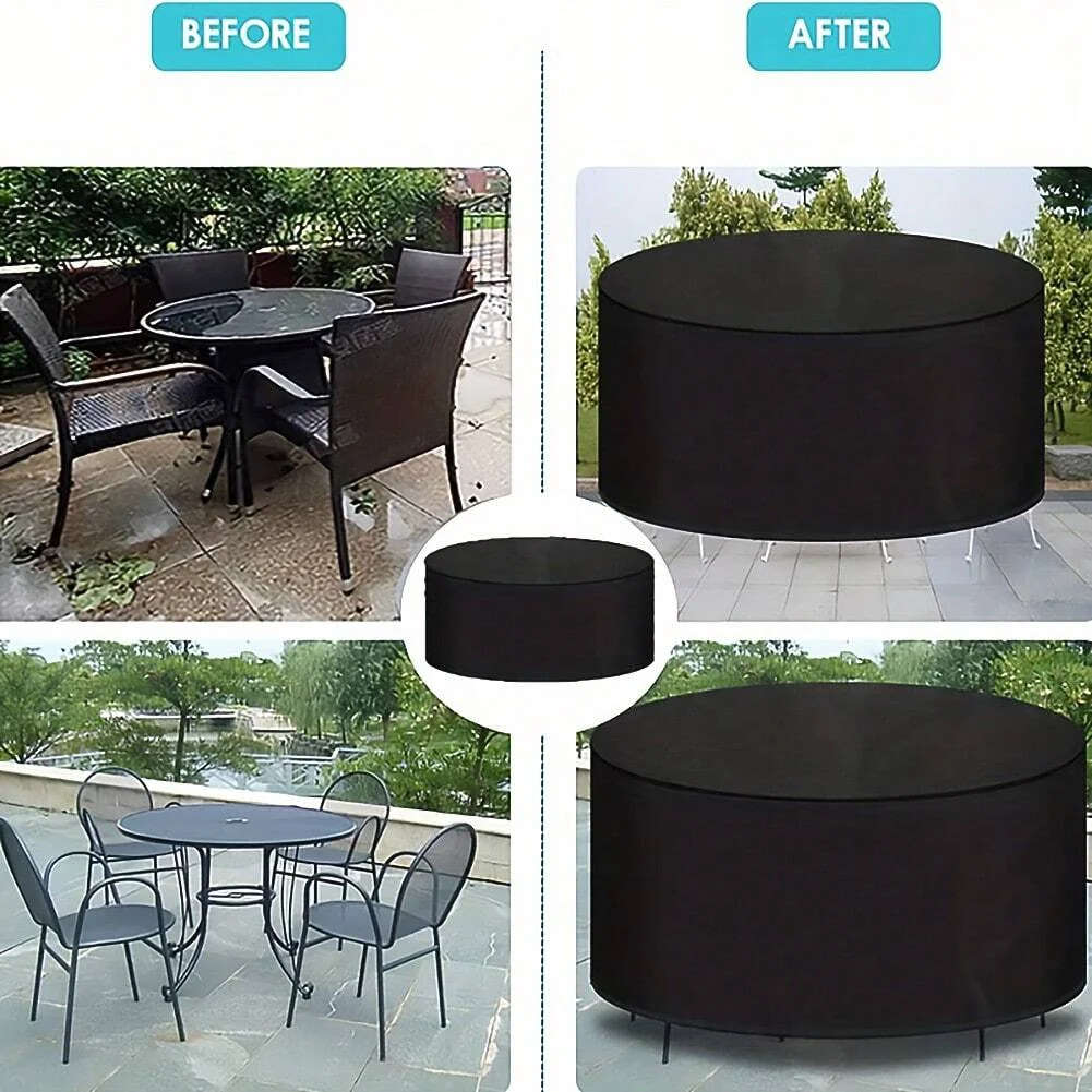 Durable Waterproof Outdoor Furniture Cover - UV & Wind Resistant, Dustproof Protector in Black