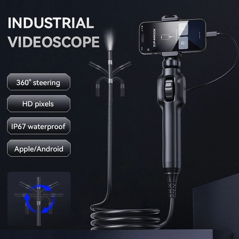 6/8mm 360° 1080P Industrial Rotary Endoscope Inspection Camera Rotation For Cars Inspection Device Android Iphone IOS Mobile 2