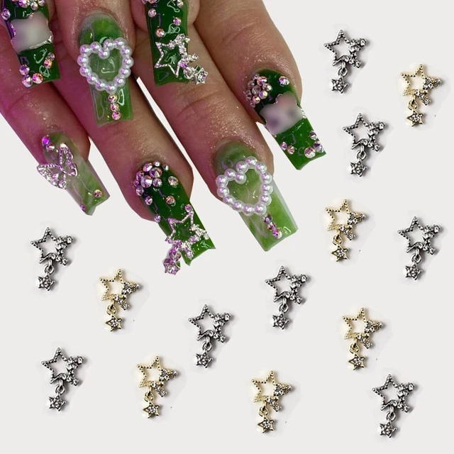 15Pcs Alloy Star Nail Charms Rhinestones for Nails 3D Stars Nail