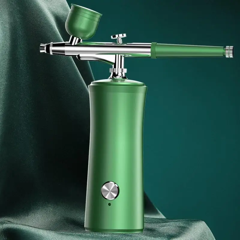 Airbrush Kit with Compressor-Cordless Non-Clogging High-Pressure Air Brush with 0.3mm Nozzle and Cleaning Brush Set for Nail A