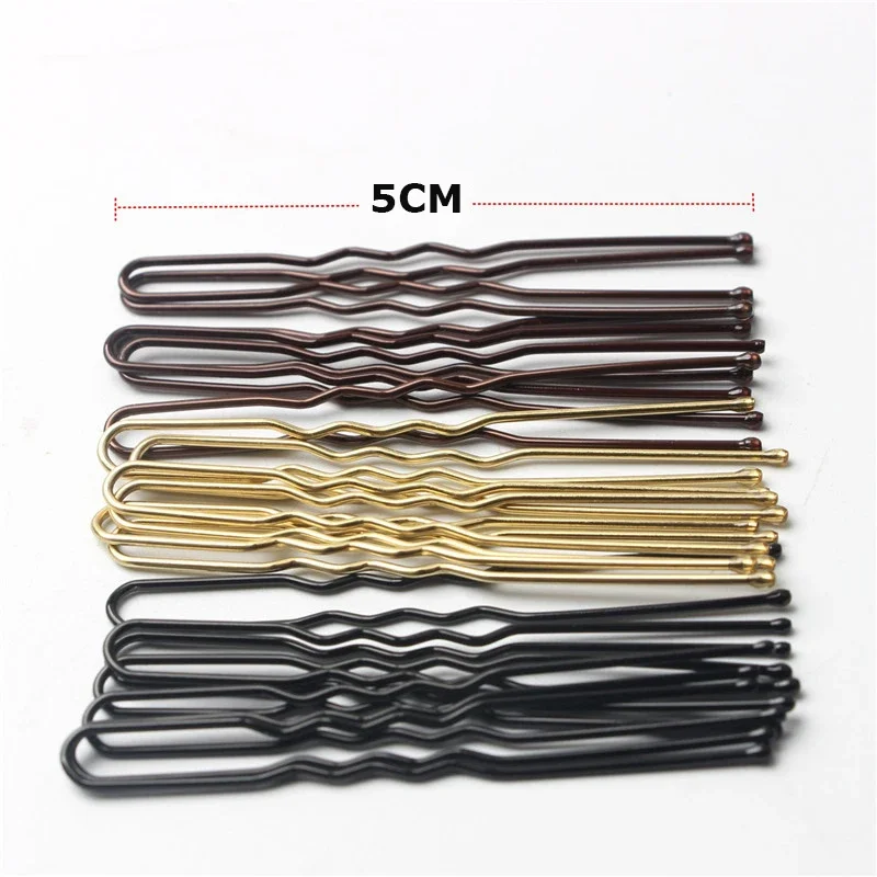 50/100pcs 블랙/골드 U 모양의 머리핀 흔들며 머리 클립 바비 핀 금속 합금 자용 머리 장식 악세사리 헤어 스타일링 액세서리