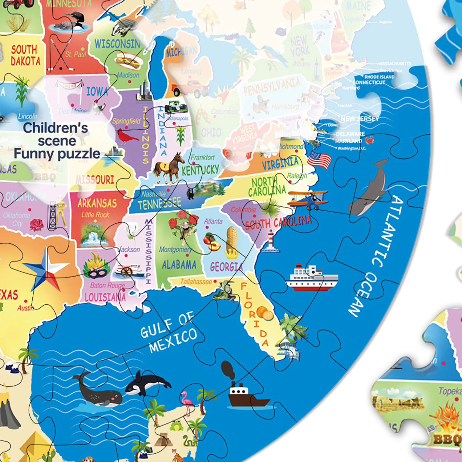70 Pieces USA Map Jigsaw Puzzles for Adults Home Decor Games Family Fun Floor Puzzles Educational Toys for Kids 6
