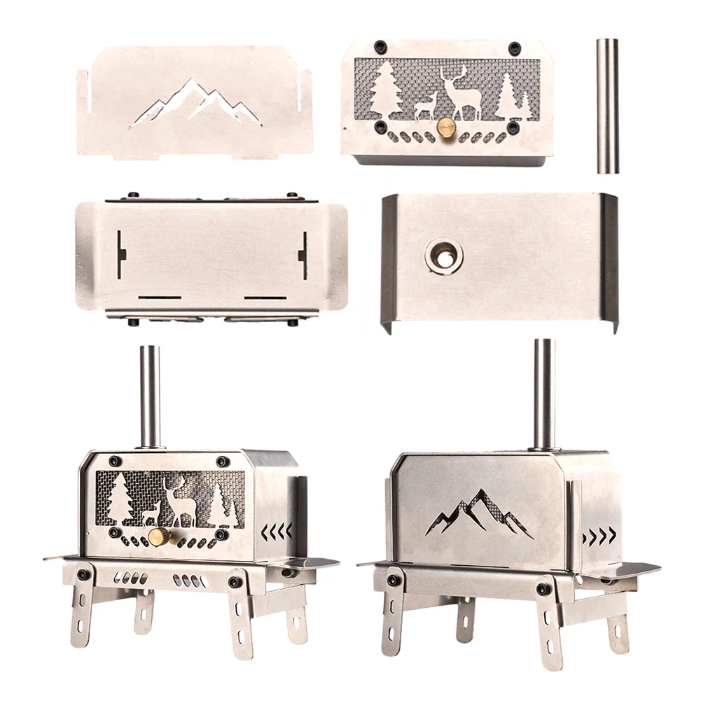 Aromatherapy Holder with Chimney Wood Burning Stove Stainless Steel Camping Wood Stove for Backpacking Fishing