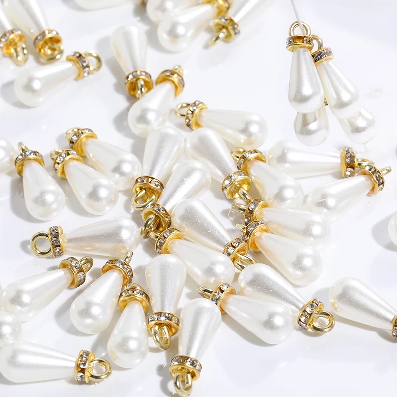 100pcs ABS Waterdrop Teardrop Pearls Pendants For Diy Earring Pendant Jewelry Findings Making Supplies Beads For Handicrafts Jewelry Making Supplies