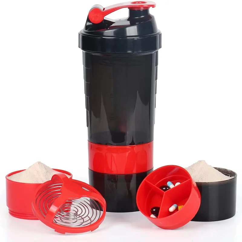 3 Layers Shaker Protein Bottle Powder Shake Cup Plastic Mixing Cup for Body Building Exercise for protein shaker cup