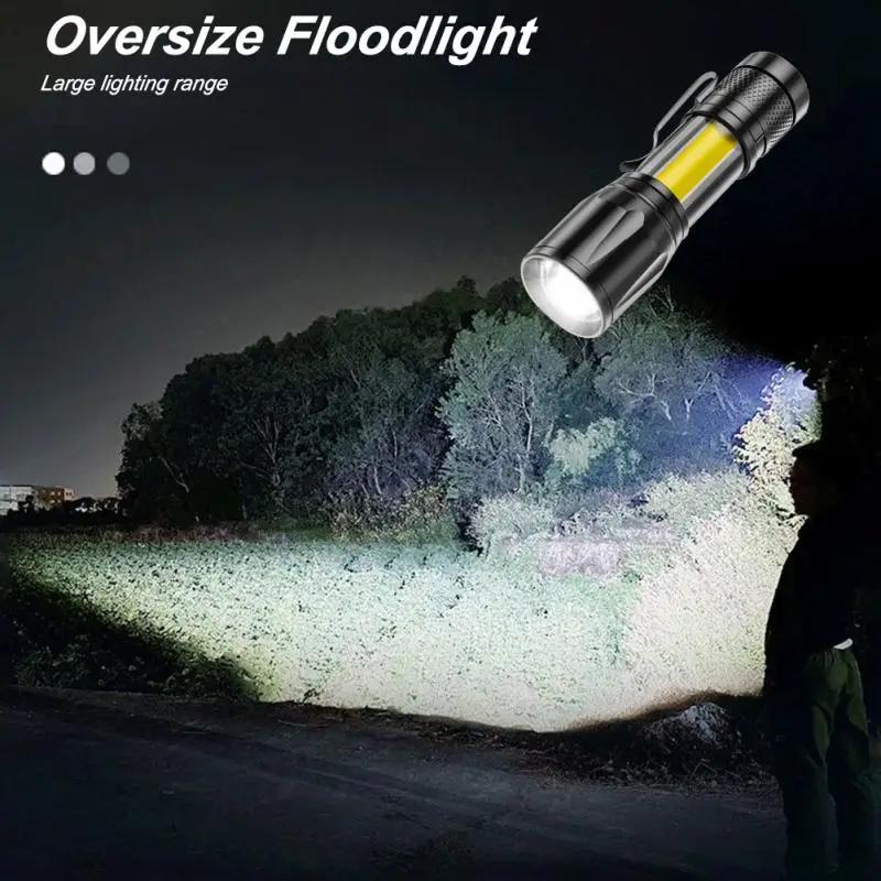 1PCS Mini USB Charging LED Flashlight Portable Strong Lights Zoom Torch Outdoor Camping Lamps Lantern Waterproof Flashlights