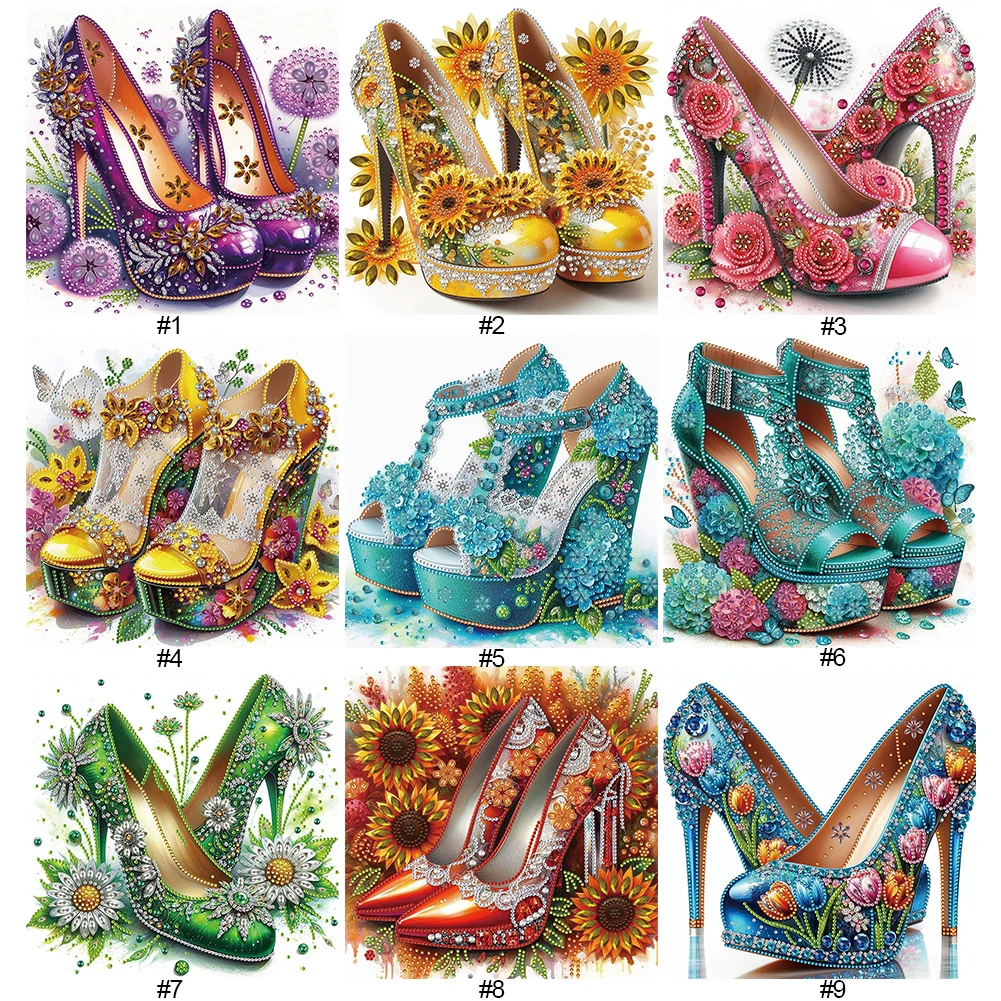30*30cm 5D DIY High Heel Decor Partial Special Shaped Drill Diamond Painting Kit Rhinestone Diamond Painting Home Wall Decor
