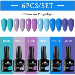 Nude Pink Gel Nail Polish Set - 6pcs Glitter & Colorful Semi-Permanent UV Gel for DIY Nail Art and Manicure (ZH26353)