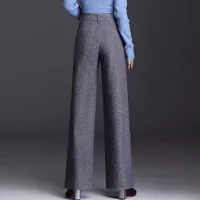 Women Thick Woolen Wide Leg Casual Pants For Autumn Winter Oversize 6XL Wool High Waisted Straight Leg Warm Trousers Plus Size - Image 5
