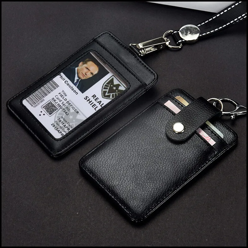 NewGenuineleatherBusinessWorkCardHolderIDBadgeHolderswith