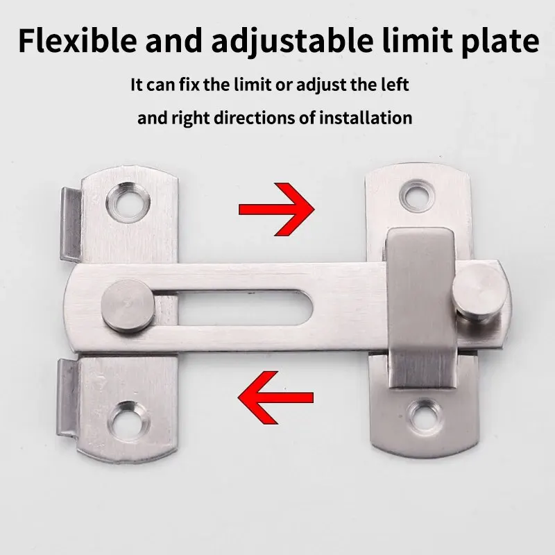 Stainless Steel Door Latch Bolts 90/180 Degree Sliding Barn Door Thickened Safety Buckle Window Cabinet Locks with Screws hooks