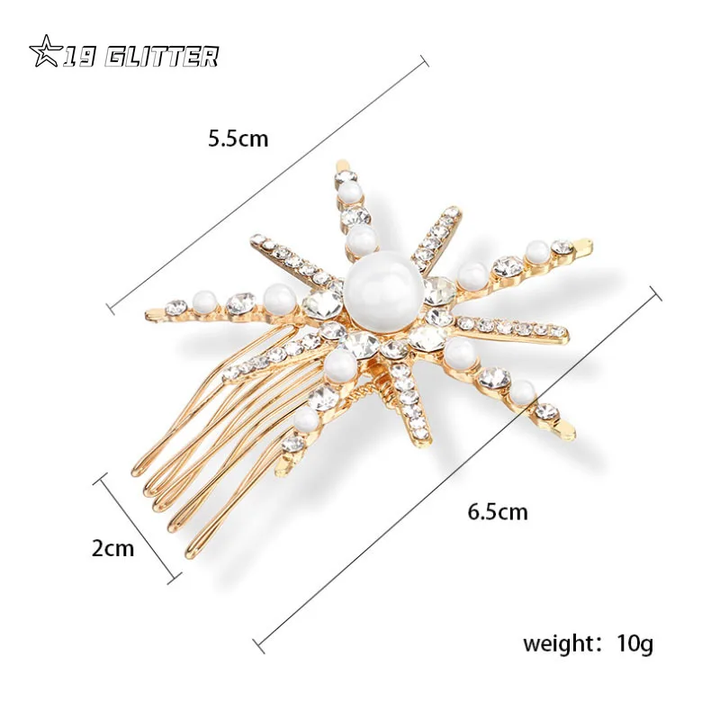 Fashion Star Rhinestone Pearl Hair Pin for Women Bride Bling Crystal Hair Accessories Barrettes Wedding Jewelry