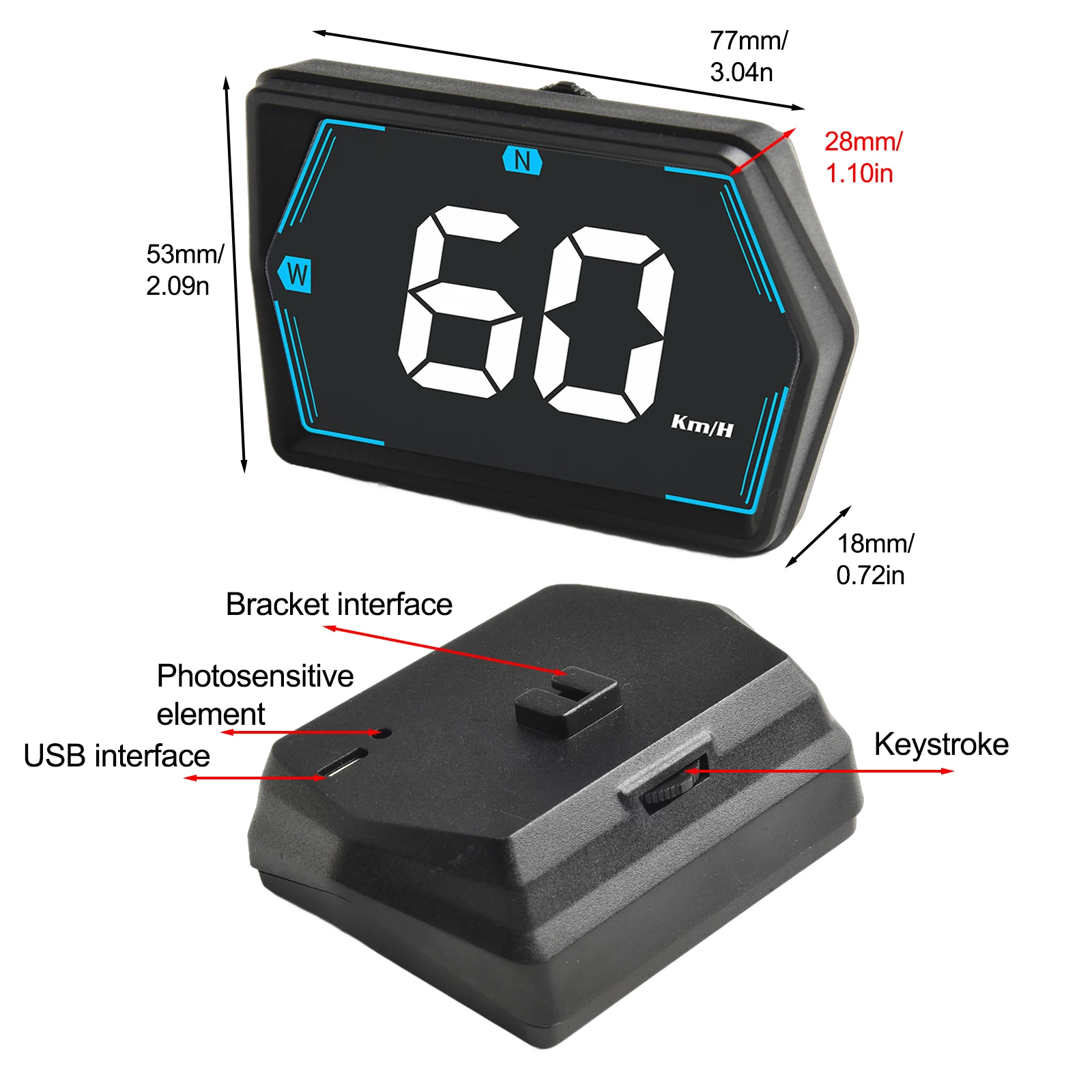 1x G20 GPS Car Digital Speedometer HUD Head-Up Display Eletronics Speed Alarm Gadgets Inteligentes For All Cars