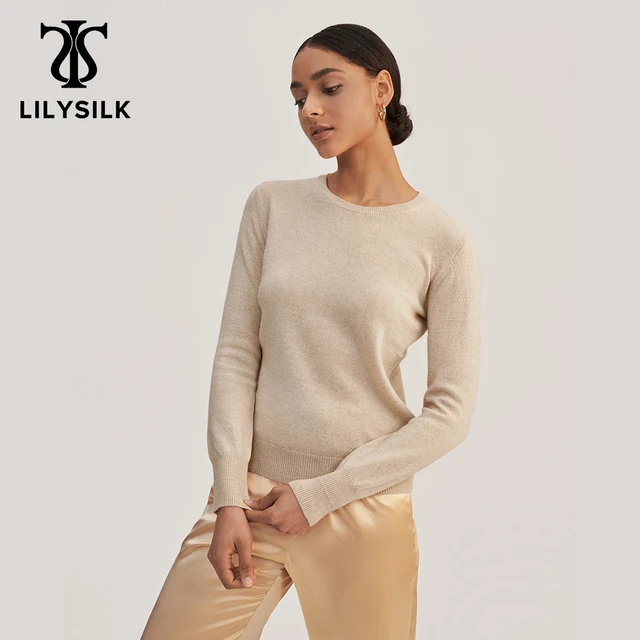LILYSILK Cashmere Sweater knitted Crop Wool Basic Style Round Collar Adopts  Grade A Skin-friendly Women Winter New Free Shipping - AliExpress