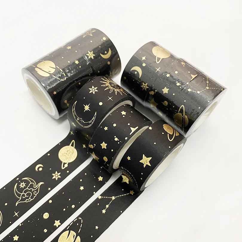 3Rolls Gold Foil Washi Tape Set Decorative Adhesive Tape Scrapbooking 5m Washitape Sticker Kawaii Diary Stationery Masking Tape 6