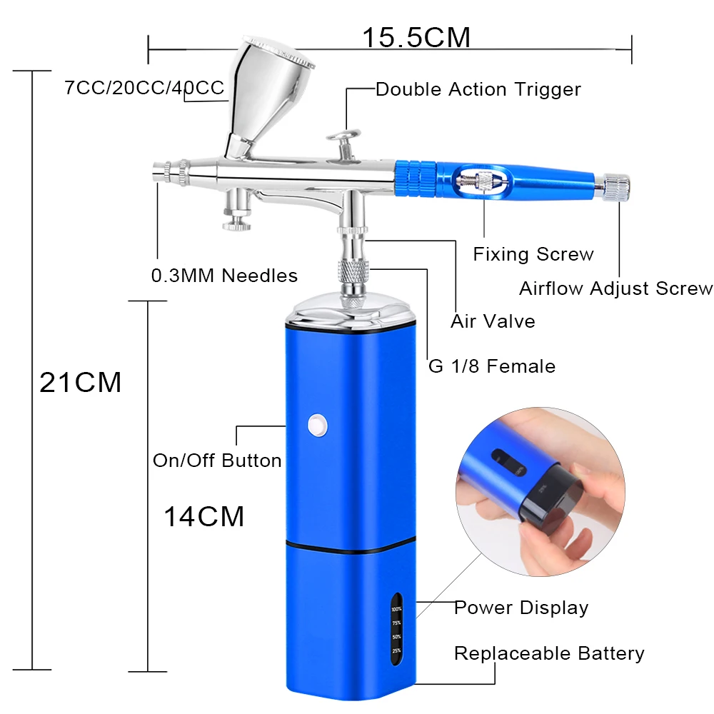  Asany Airbrush Kit, Portable Mini Airbrush Set with Compressor,  Cordless Airbrush Kit for Makeup, Painting, Handheld Airbrush for Cake  Decorating