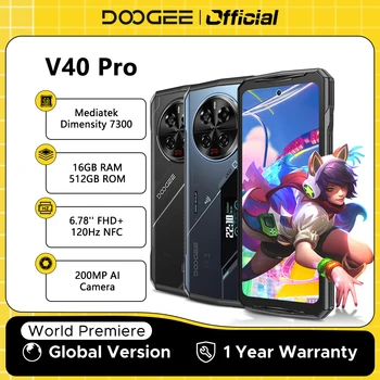 Anteprima mondiale DOOGEE V40 Pro 5G Telefono robusto 6.78" 16GB+512GB Telefoni da gioco Dimensity 7300 200MP AI Camera 8680mAh Android 14