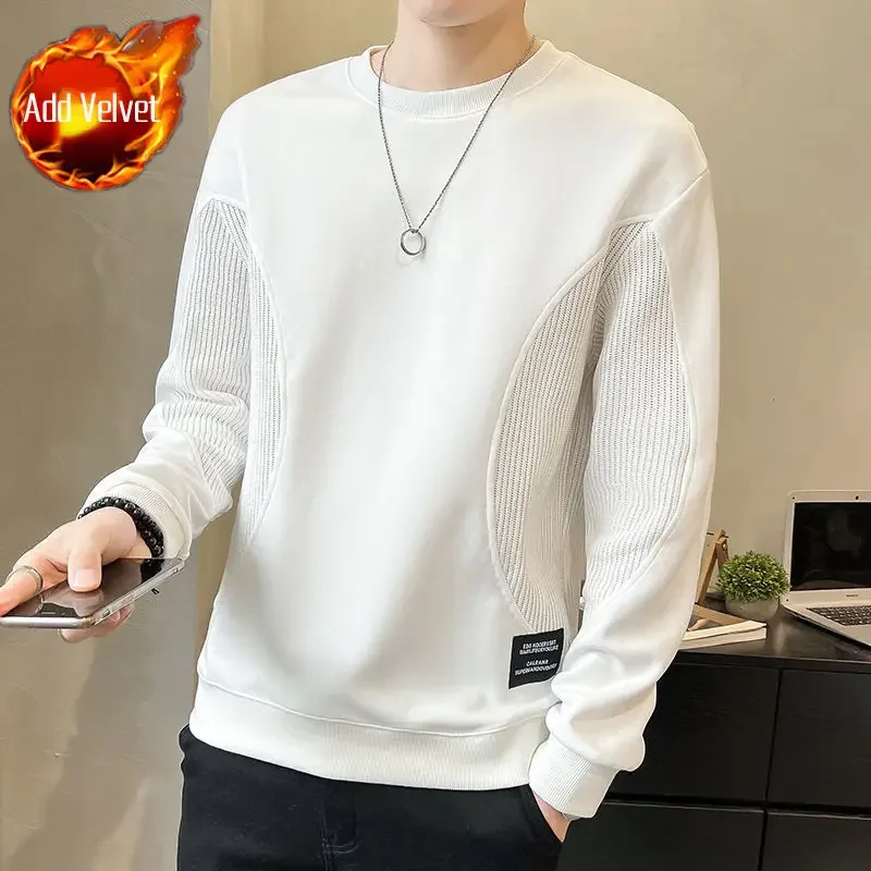 thumbnail image 1 of Sudadera negra tipo pulóver para hombre, cuello redondo, sin capucha, corte ajustado, ropa para hombre, cuello redondo, oferta de bienvenida, ofertas al por mayor, top, 1 of 5