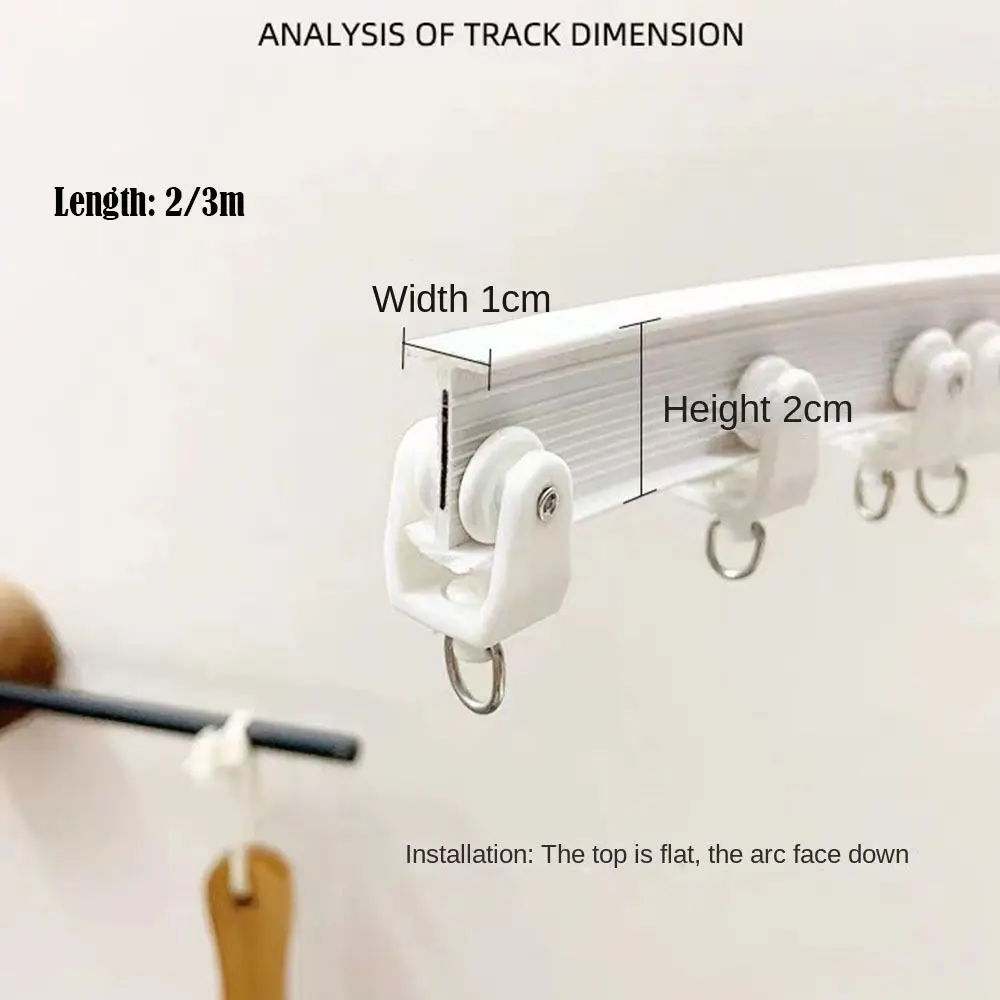Durable 2/3m Curtain Track Flexible Bendable U-shaped Curtain Slide Rail Ceiling Wall Mount