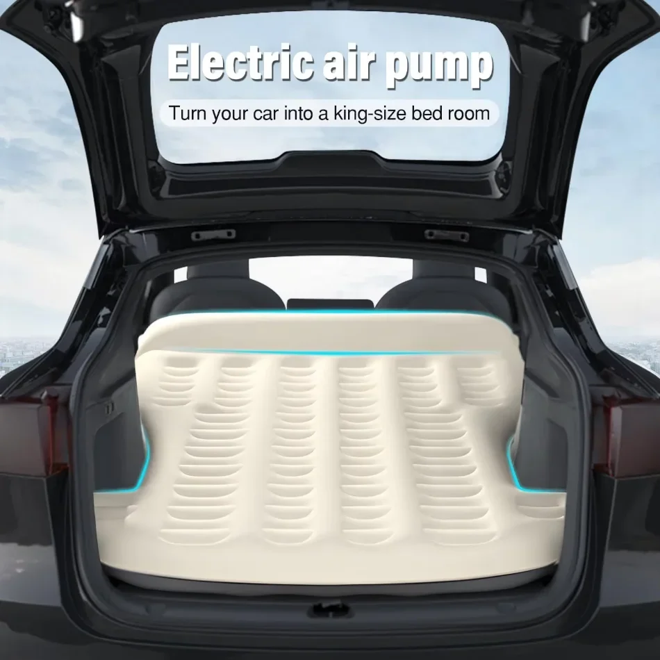 Car Trunk Inflatable Mattress for Tesla Model Y -, Flocked Surface with Air Pump Outdoor Travel Portable Sleeping Pad