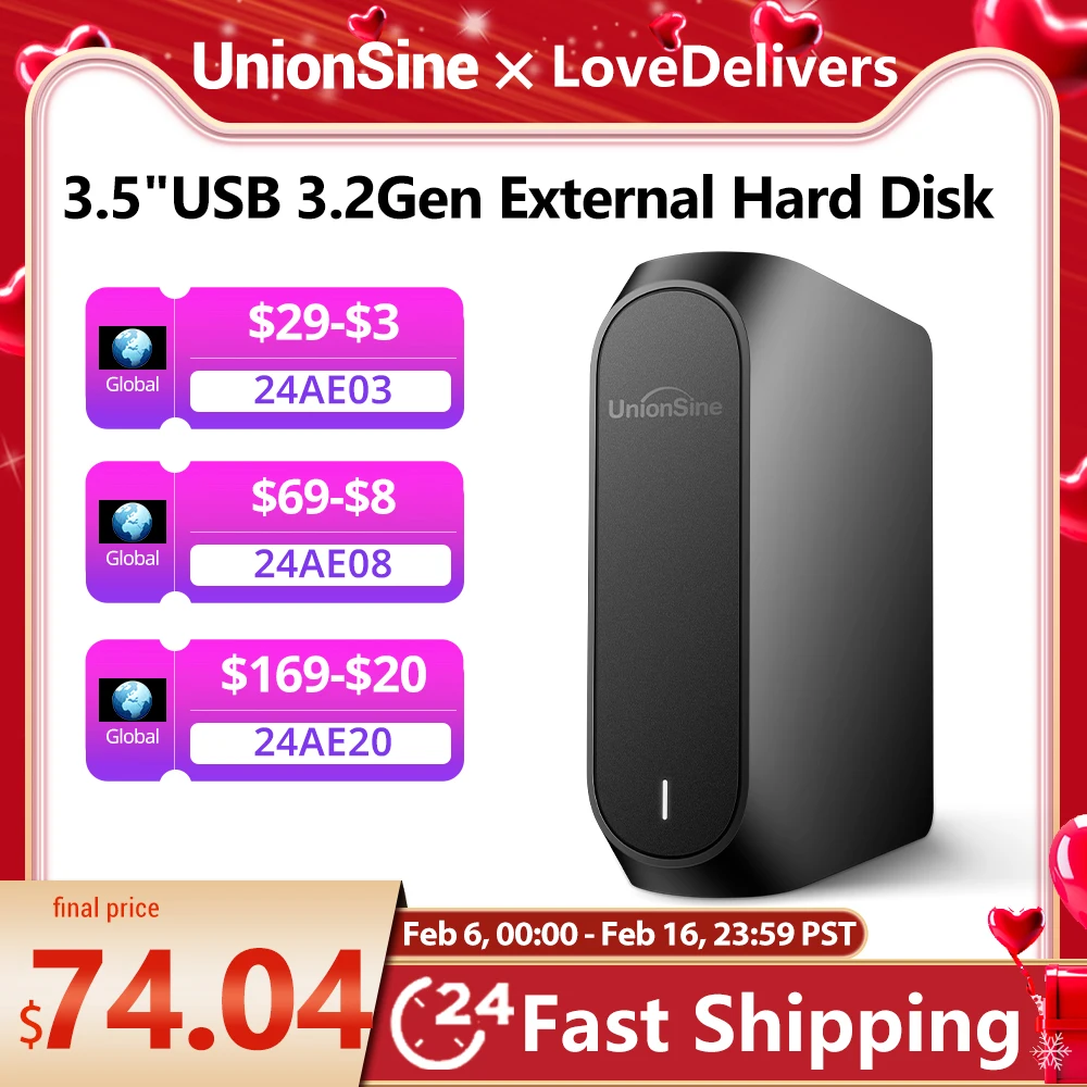 Unionsine 4Tb 8Tb 10Tb 12Tb 16Tb 18Tb 3.5 "Usb 3.2Gen Hard Disk Esterno Hdd Compatibile Desktop/Laptop/Mac/Xbox/Xbox One/Ps4/Tv