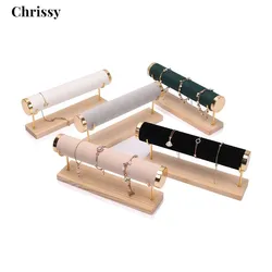 Velvet Bracelet Rack Jewelry Hard Bangle Necklace Display Stand Holder Jewelry Portable Chain Watch T-Bar Display Stand