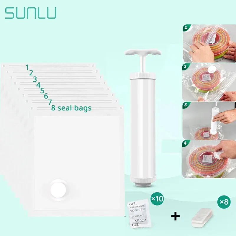 

SUNLU Vacuum Seal Kits Filament Storage Keep Dry Bag Size 32 * 34CM Manual Air-Extraction Pump Desiccant Clip Not Only Filament