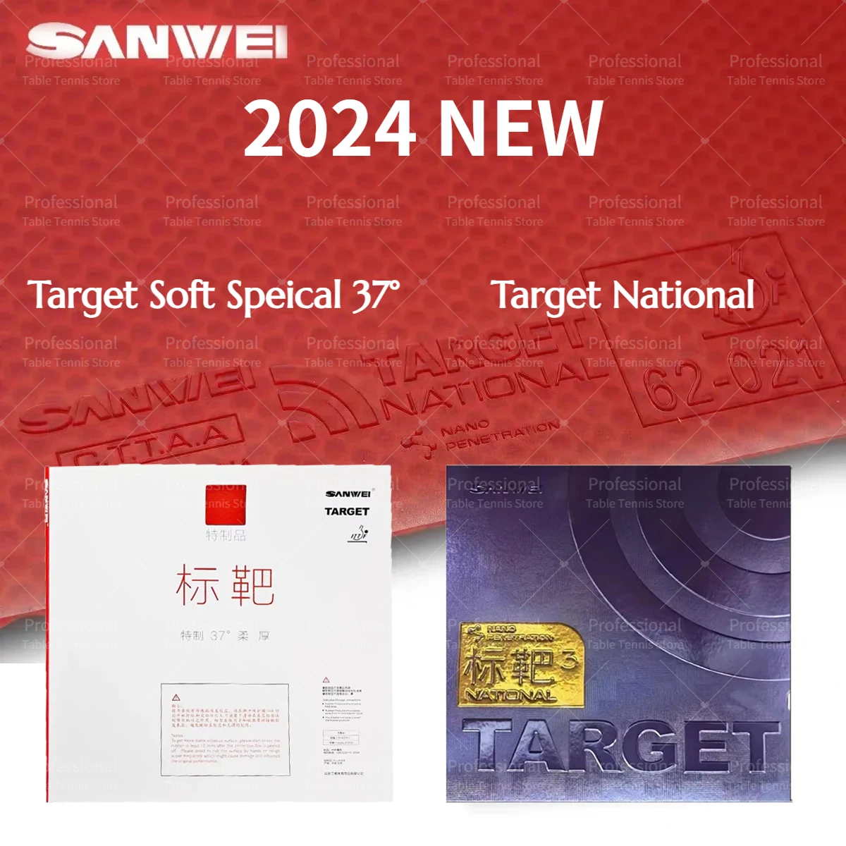 Original SANWEI TARGET 3 Table Tennis Rubber Sticky Rubber Blue Sponge