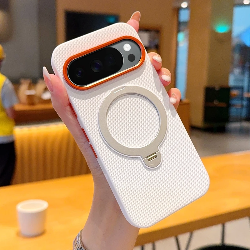 Rotating Kickstand Textured Magnetic Phone Case with Camera Protection and Comfortable Grip