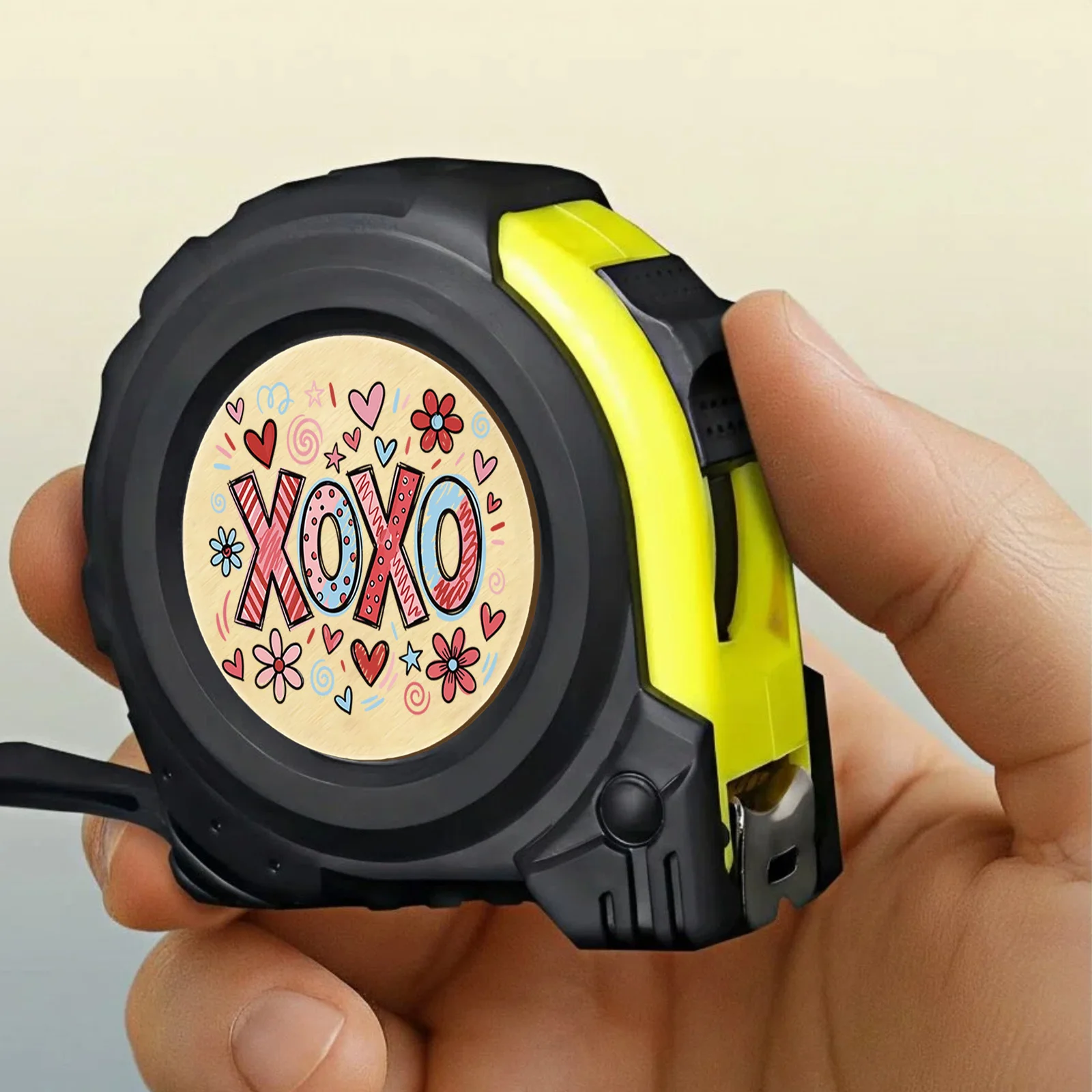 1PC 꽃무늬 장식 XOXO 테마 줄자, 생동감 넘치는 패턴 디자인, 일상적인 유지 관리 작업, 작업장 수리용