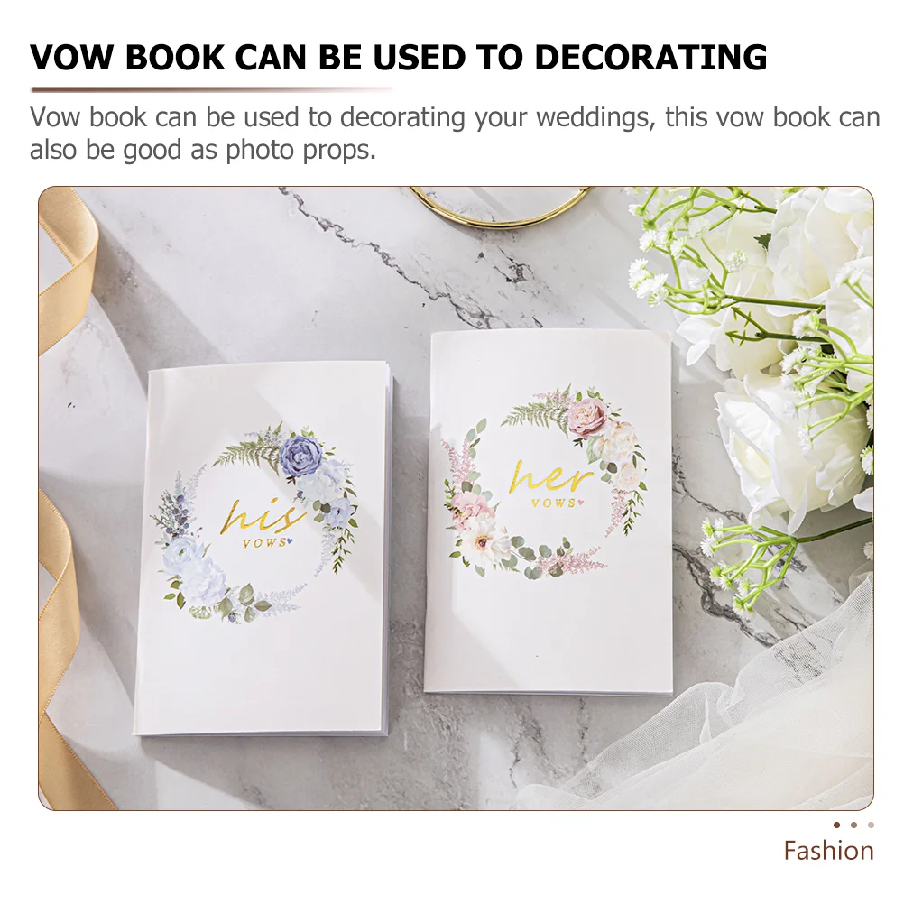 2 Pcs Wedding Vows Book Souvenirs Ceremony Decorations Books Booklet Oath Card Cards for Paper His and Her wedding vow notebooks