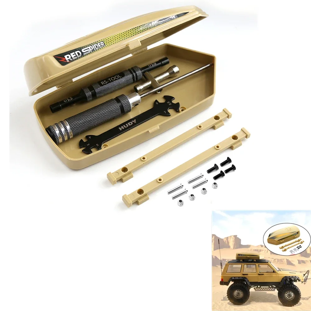 007Rc Rc Car Roof Bagagli Box Strumenti Di Riparazione Chiave Per 1/10 Traxxas Trx-4 G500 Trx4 Trx-6 G63 Defender Bronco Scx10 D110