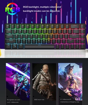 Raven68 Esports Magnetic Axis Keyboard Wired Single Mode PBT Transparent Keycap 8K Return Adjustable Key68 Key Game Mechanical 5