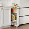KLM 4 Tier White Slim Storage Cart with Handle, Slide Out Storage Rolling Utility Cart for Kitchen, Laundry, Narrow Places 5