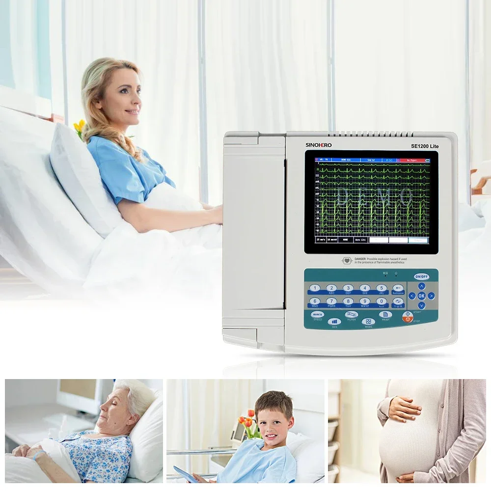 Warehouse in Mexico SE1200Lite Touch Screen 12 Channel 12 Lead ECG Machine Digital Electrocardiograph EKG Monitor with Software