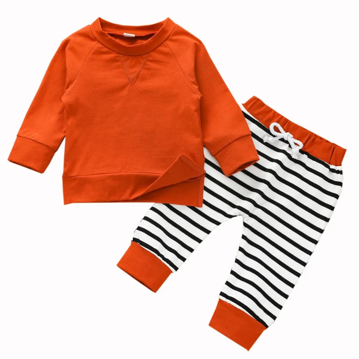 Description Picture 2 of itemAutumn Winter Two-Piece Set for Baby Boys RTS Fashionable Round Neck Sweater and Pants Solid Color for Spring