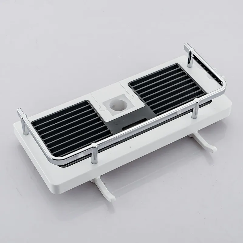 Bathroom Shelf Shower Storage Holder Pole Shelves Shampoo Tray Stand No Drilling Lifting Rod Shower Head Holder Rack Organizer 5