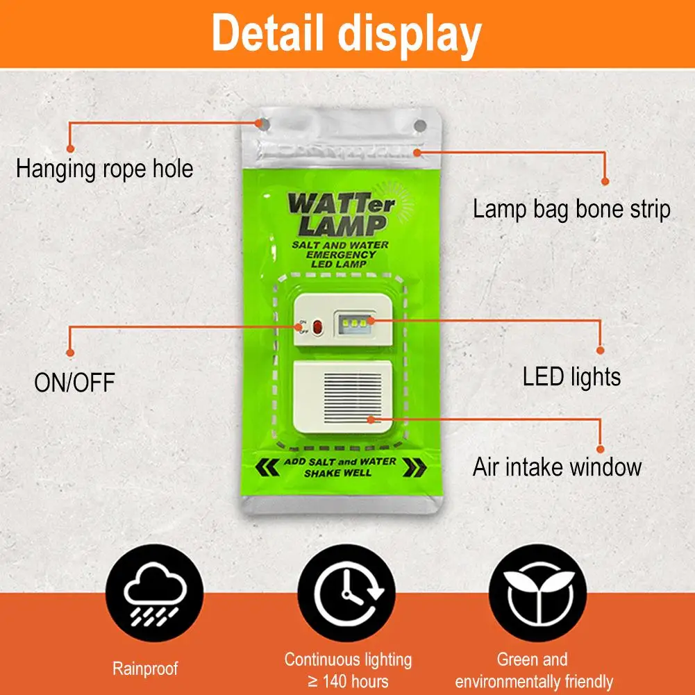 Camping Lamp Portable Salt Water Outdoor LED Emergency Energy Saving Travel