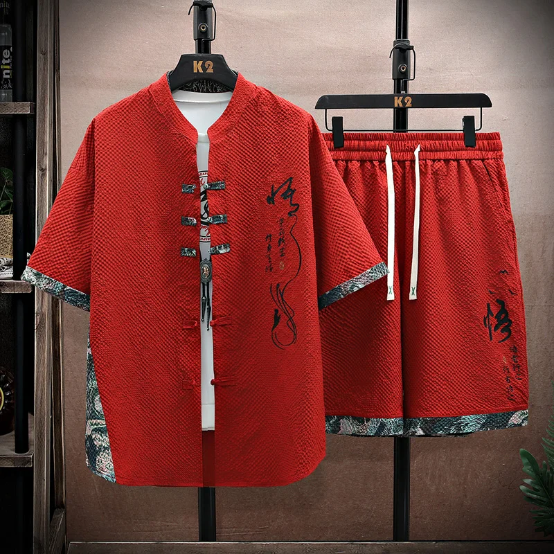 

Рубашка и шорты, Новинка лета 2024, стильная модная спортивная одежда, мужские повседневные комплекты, мужские модные рубашки и шорты, полный размер